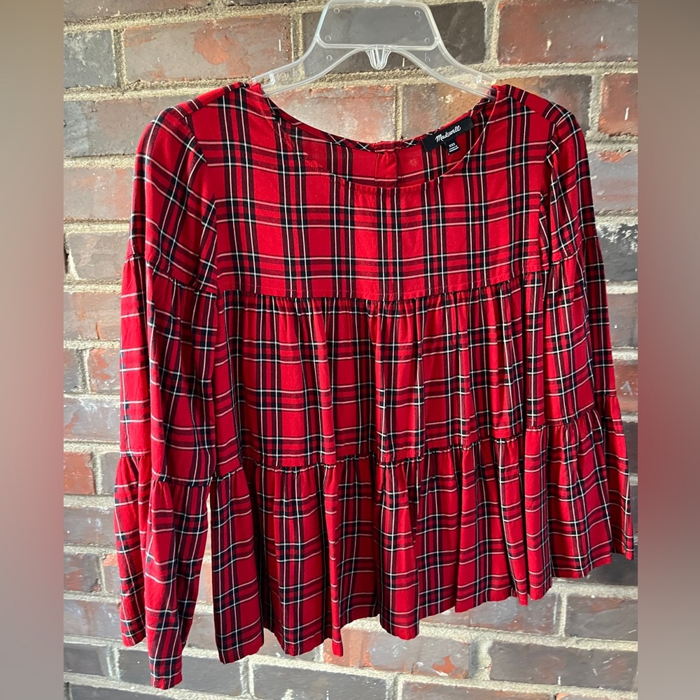 Madewell Red Plaid Blouse button up back